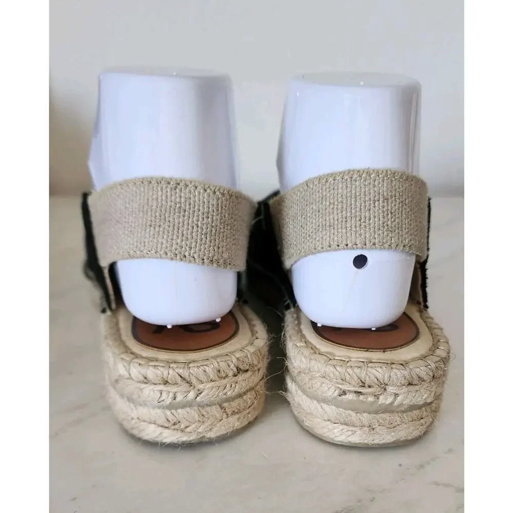 Salvi Handmade In Spain Sling Back Leather Suede Espadrille Shoes 39 EU/US 8.5